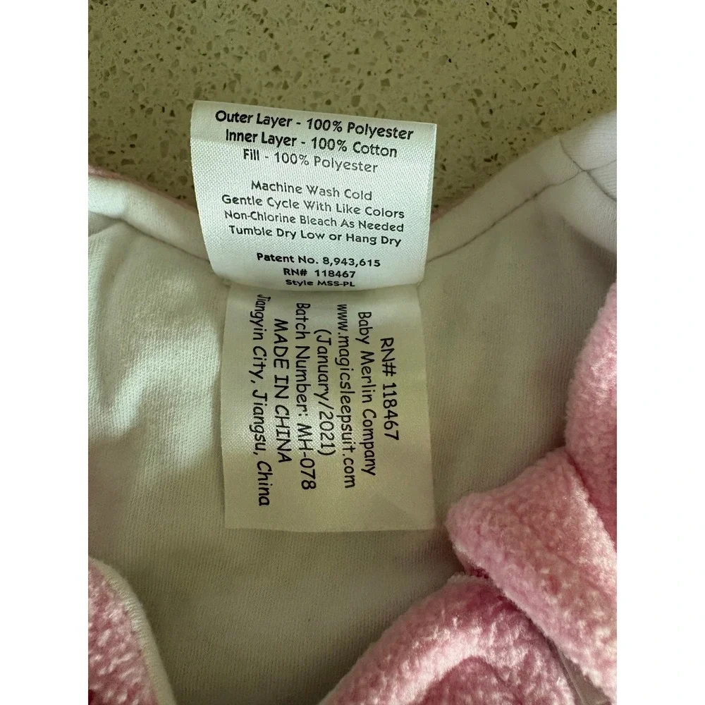 Baby Merlin's Magic Sleepsuit Pink Fleece Transition Swaddle 6-9M Montessori